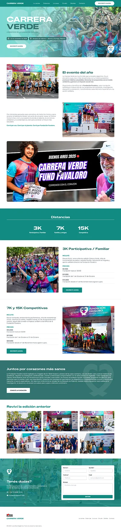 Portfolio 7 Sitio web Carrera Verde Buenos Aires | En beneficio de la Fundación Favaloro